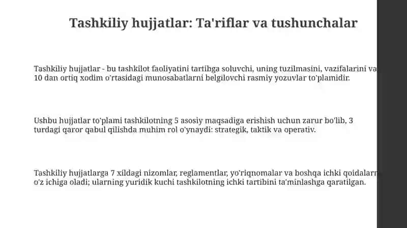 Tashkiliy hujjatlarning turlari va xususiyatlari 3