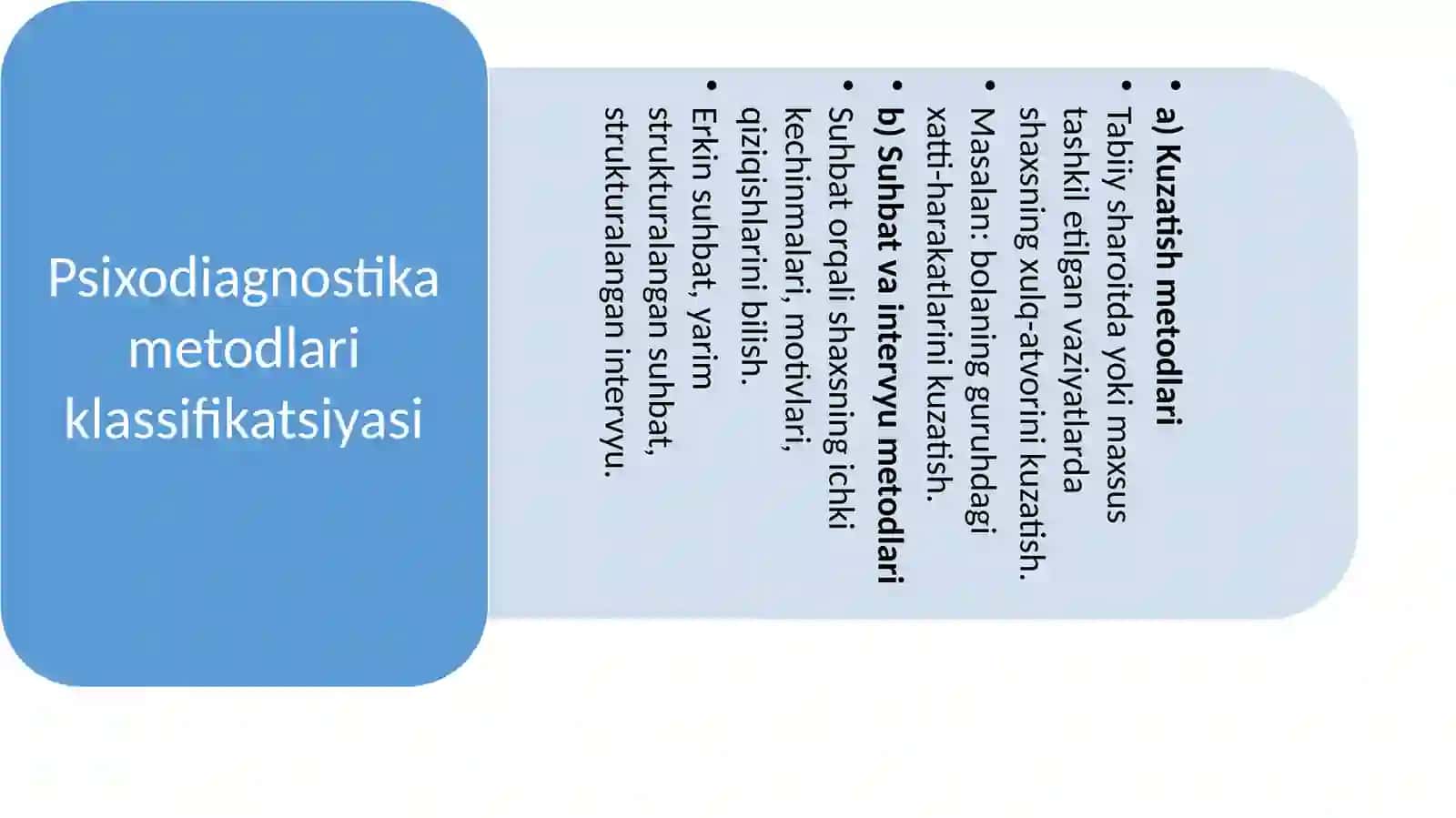 Psixodiagnostika metodlari klassifikatsiyasi va psixologik testlashtirish shakllari 3
