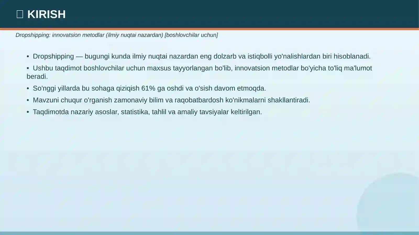 Dropshipping: innovatsion metodlar (ilmiy nuqtai nazardan) [boshlovchilar uchun] 3