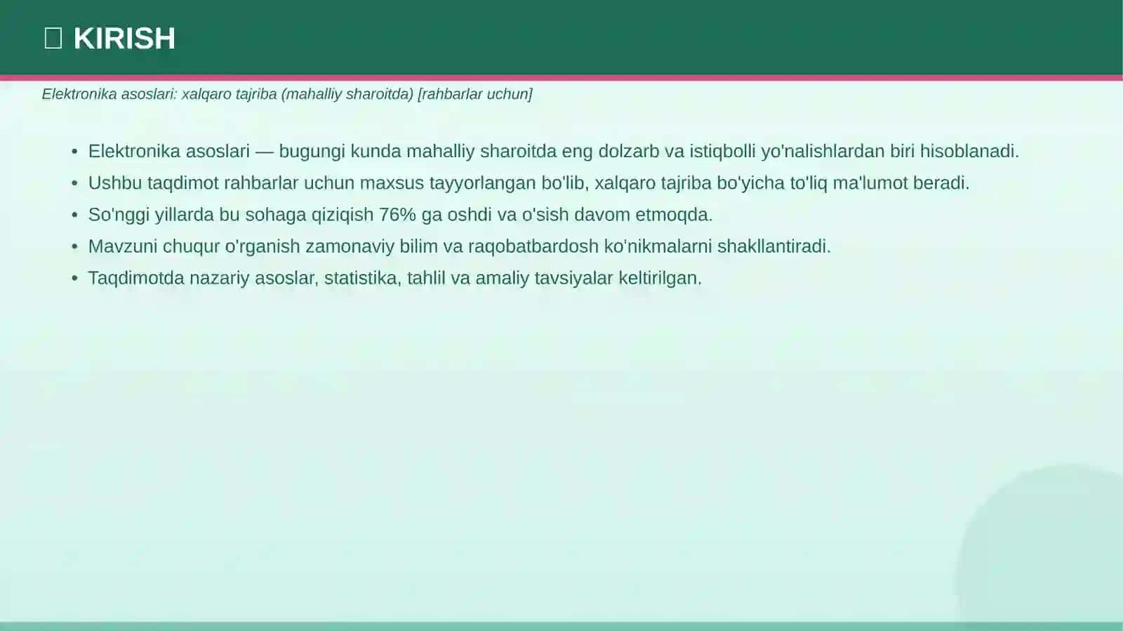 Elektronika asoslari: xalqaro tajriba (mahalliy sharoitda) [rahbarlar uchun] 3
