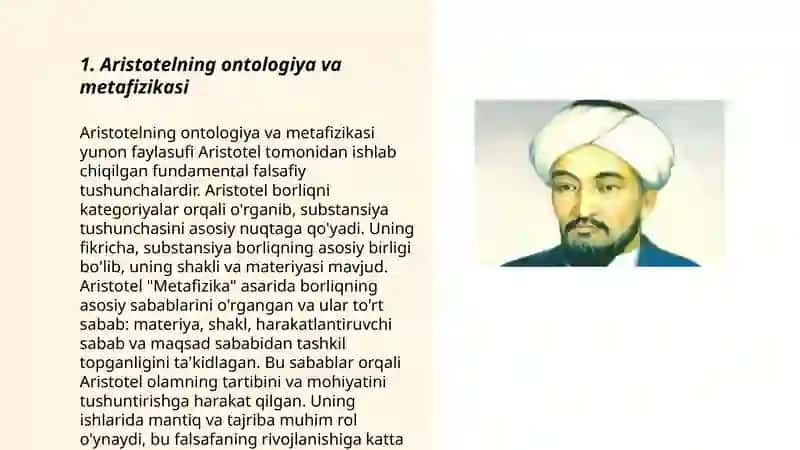 Aristotel, Farobiy va Kant onkologiyasida kategoriyalarning tasnifi 3