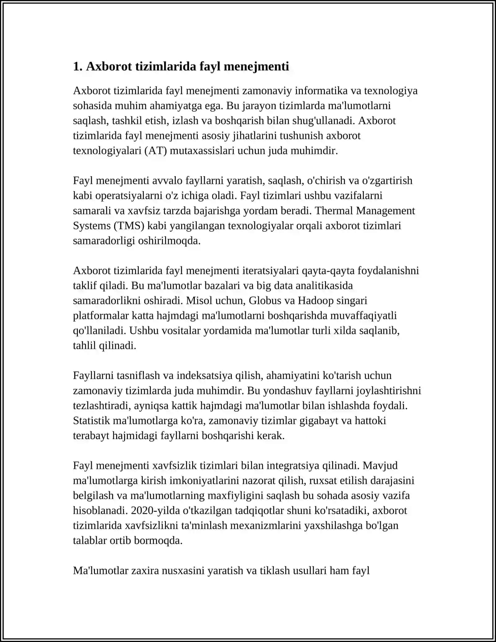TEXNIK TIZIMLARDA AXBOROT TEXNALOGIYALARI KURSI 3