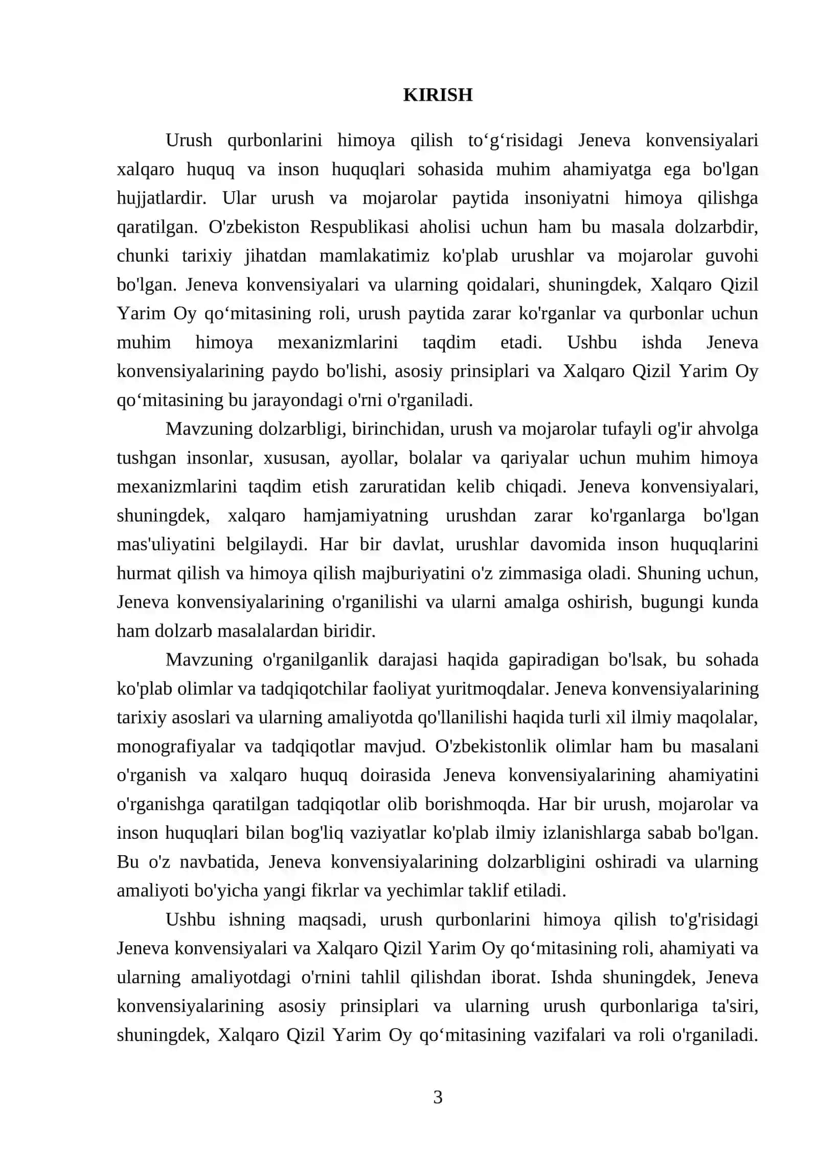 Urush qurbonlarini himoya qilish toʻgʻrisidagi Jeneva konvensiyalari (Xalqaro Qizil Yarim Oy qoʻmitasi materiallari asosida) 3