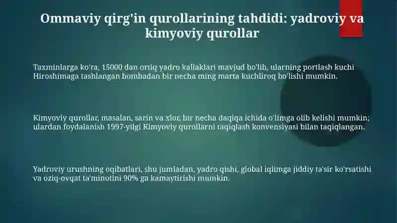 Yadro va kimyoviy qig'in quioli va undan himoyalanish 3