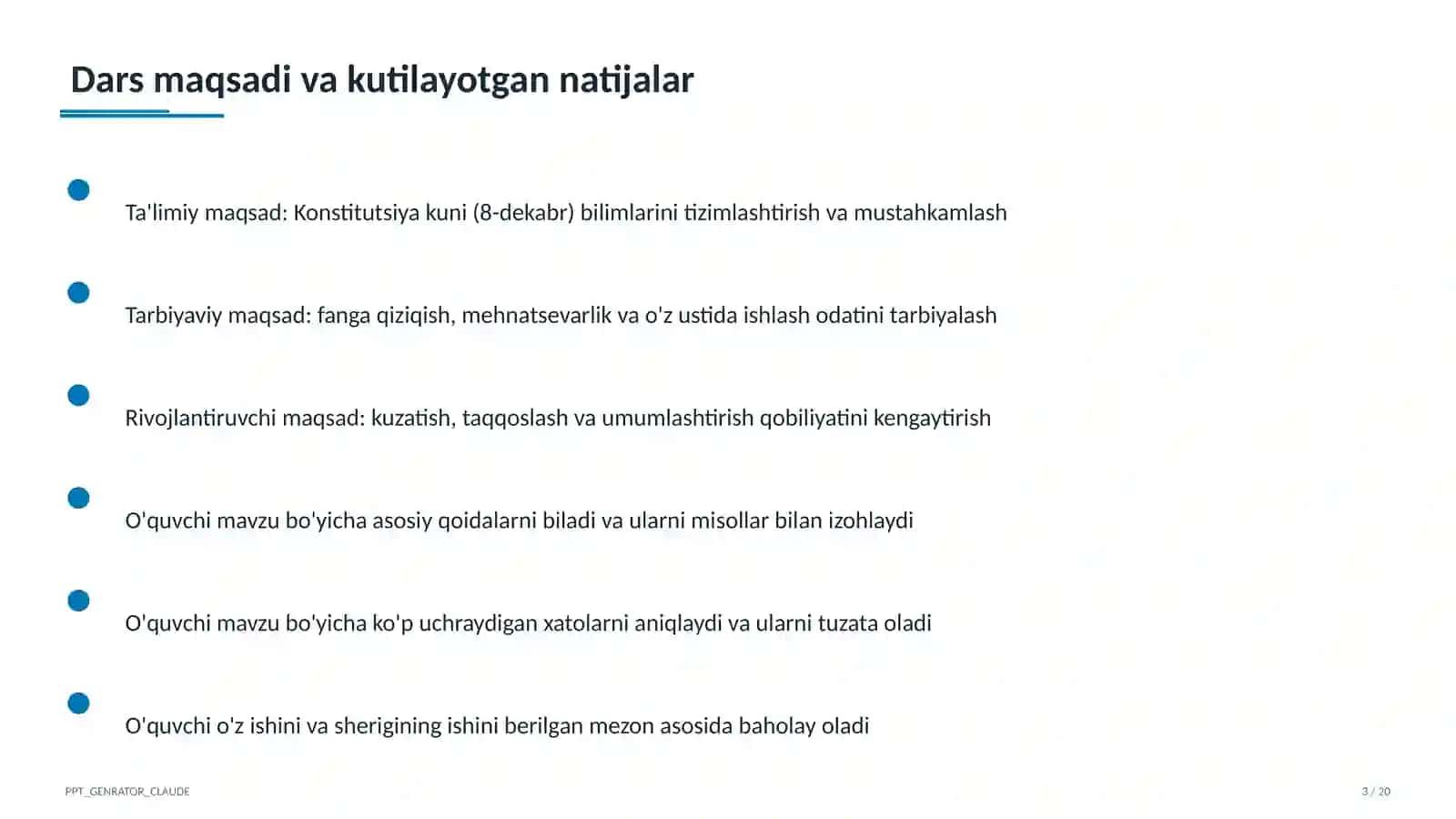 Konstitutsiya kuni (8-dekabr) Ta'lim Darsi 3