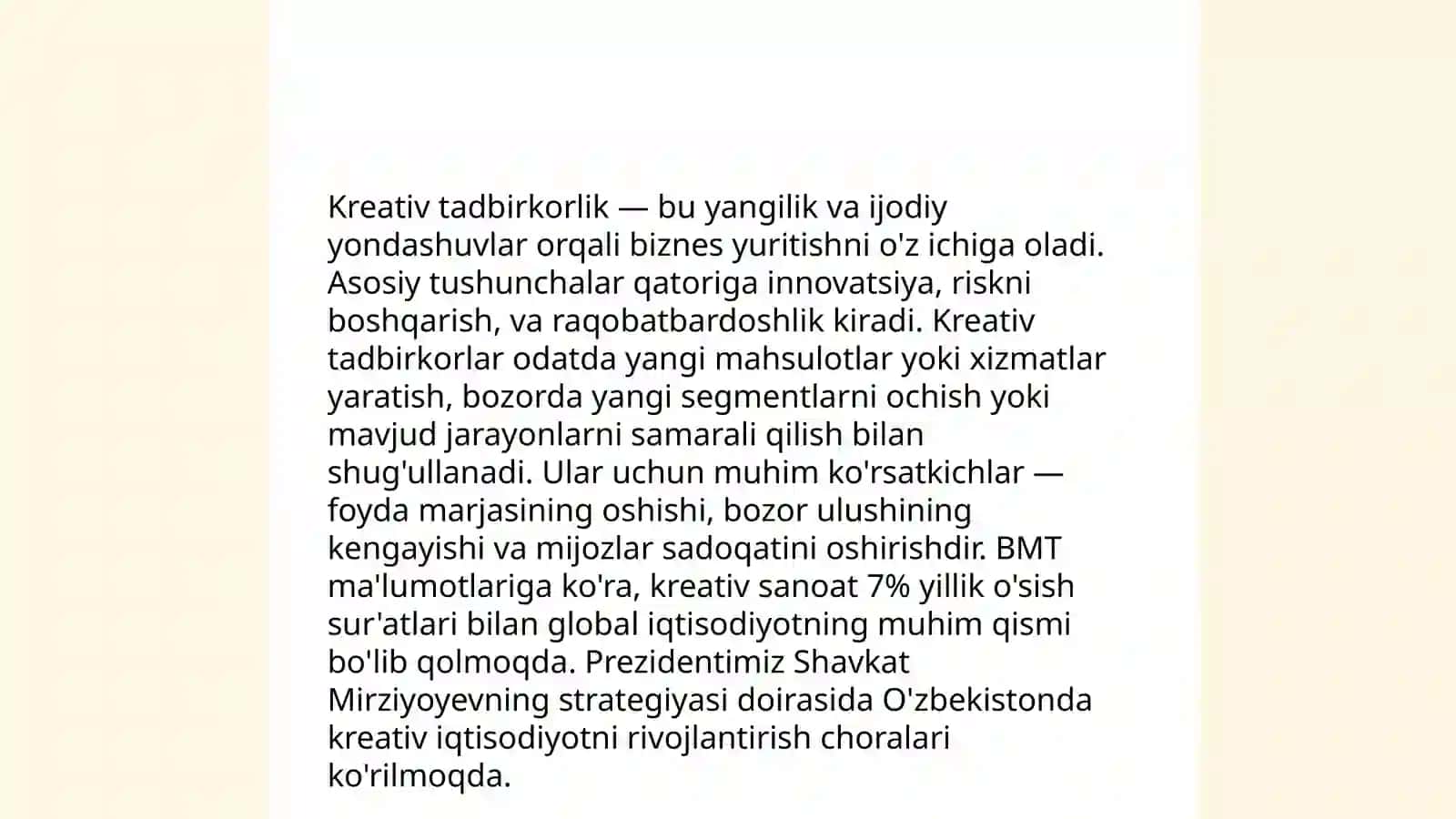 Madaniyat va sanʼat sohasida kreativ tadbirkorlik 3