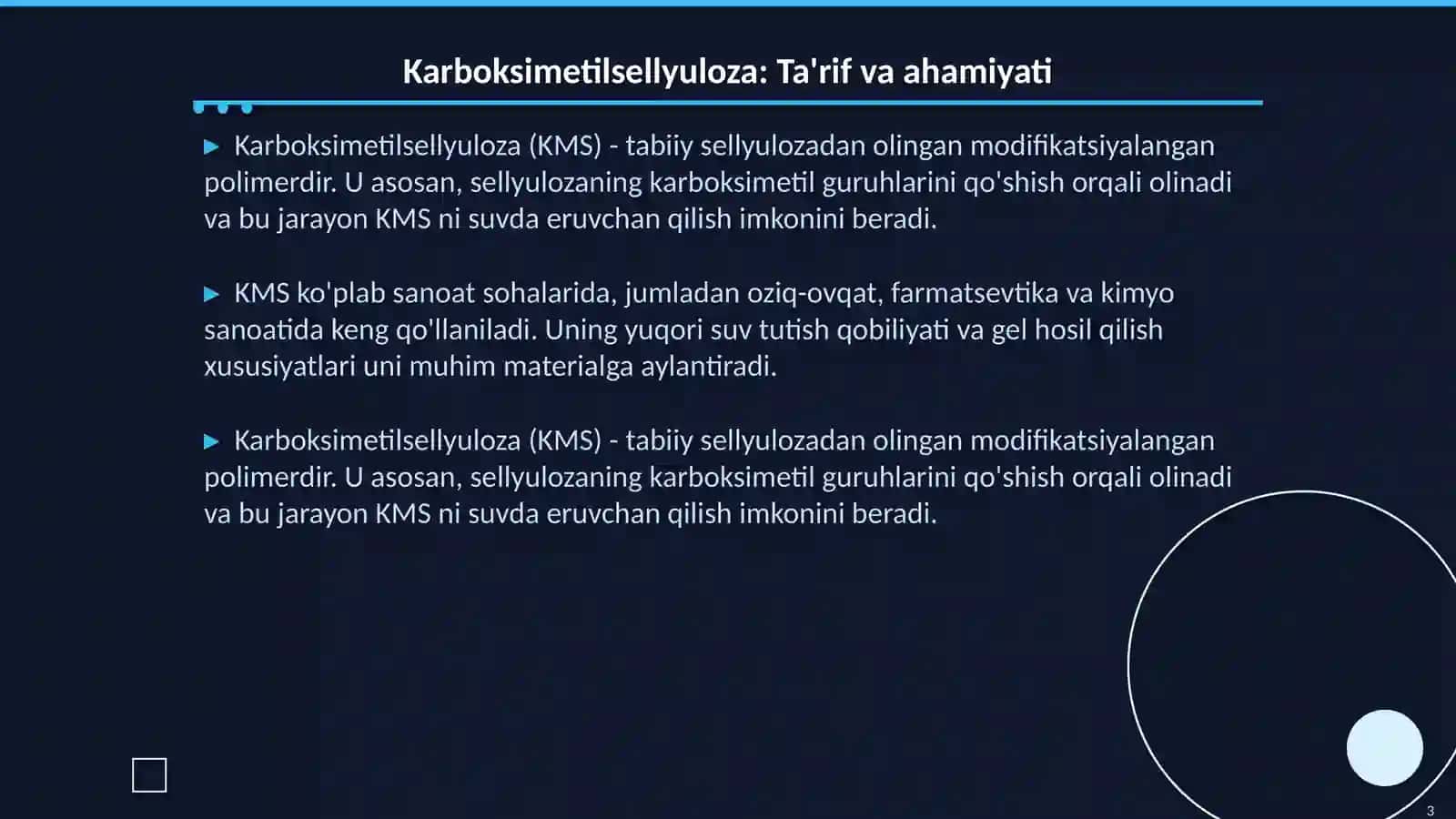 Karboksimetilsellyuloza sintezi va tozalash usullari 3