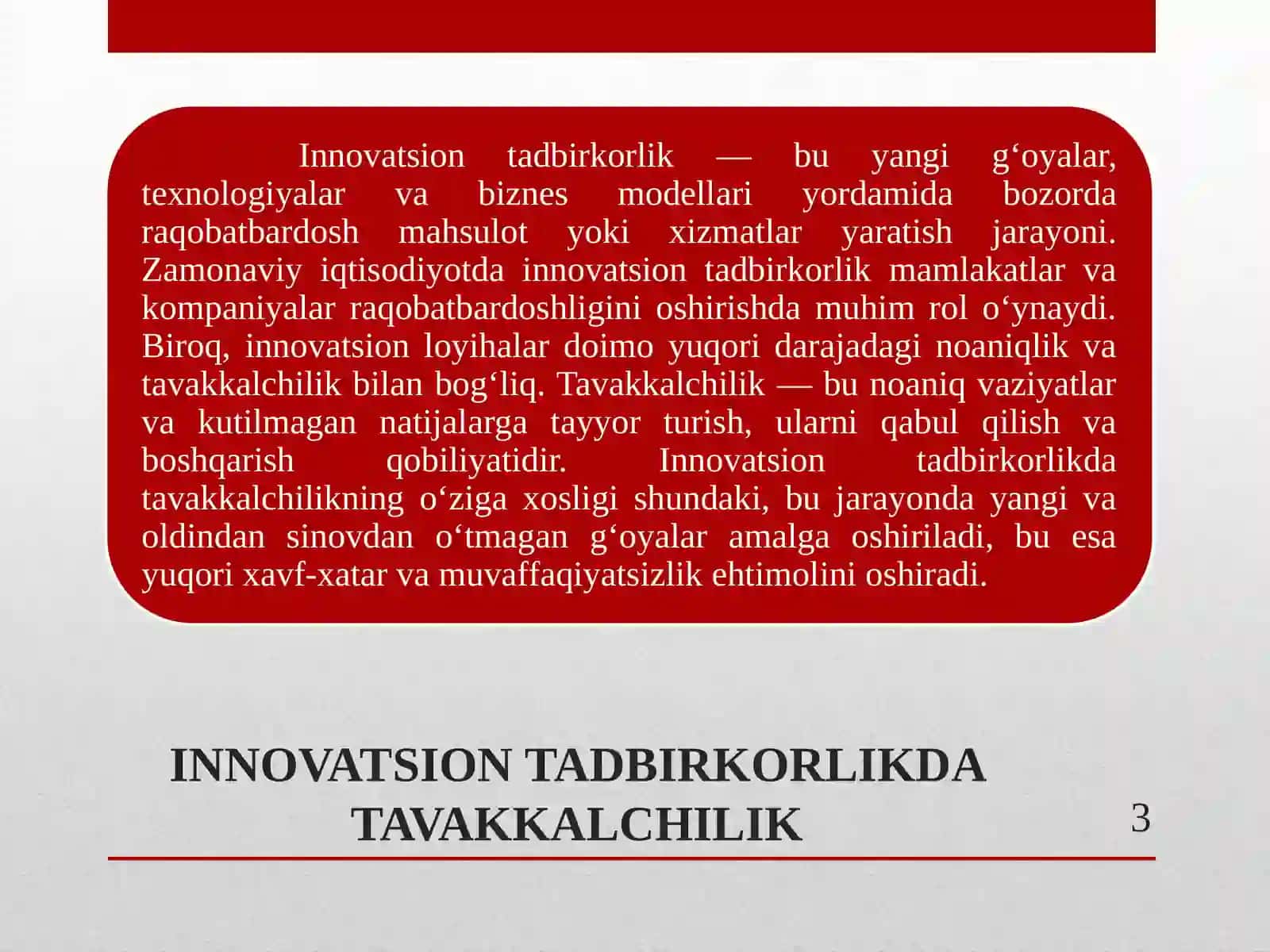 "INNOVATSION TADBIRKORLIKDA TAVAKKALCHILIK" 3