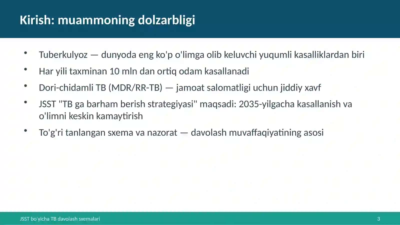 Tuberkulyoz bemorlarini davolash va kuzatish sxemalari 3