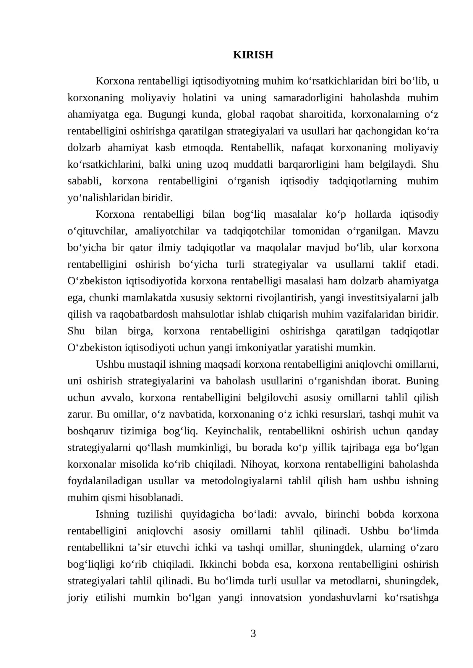 Korxona rentabelligi taxlili 3