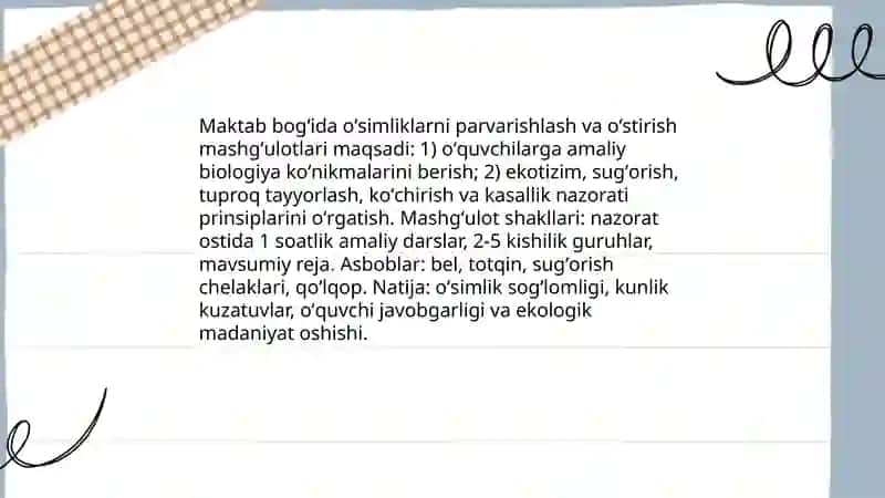 Biologiyadan sinfdan tashqari mashgʻulotlar 3