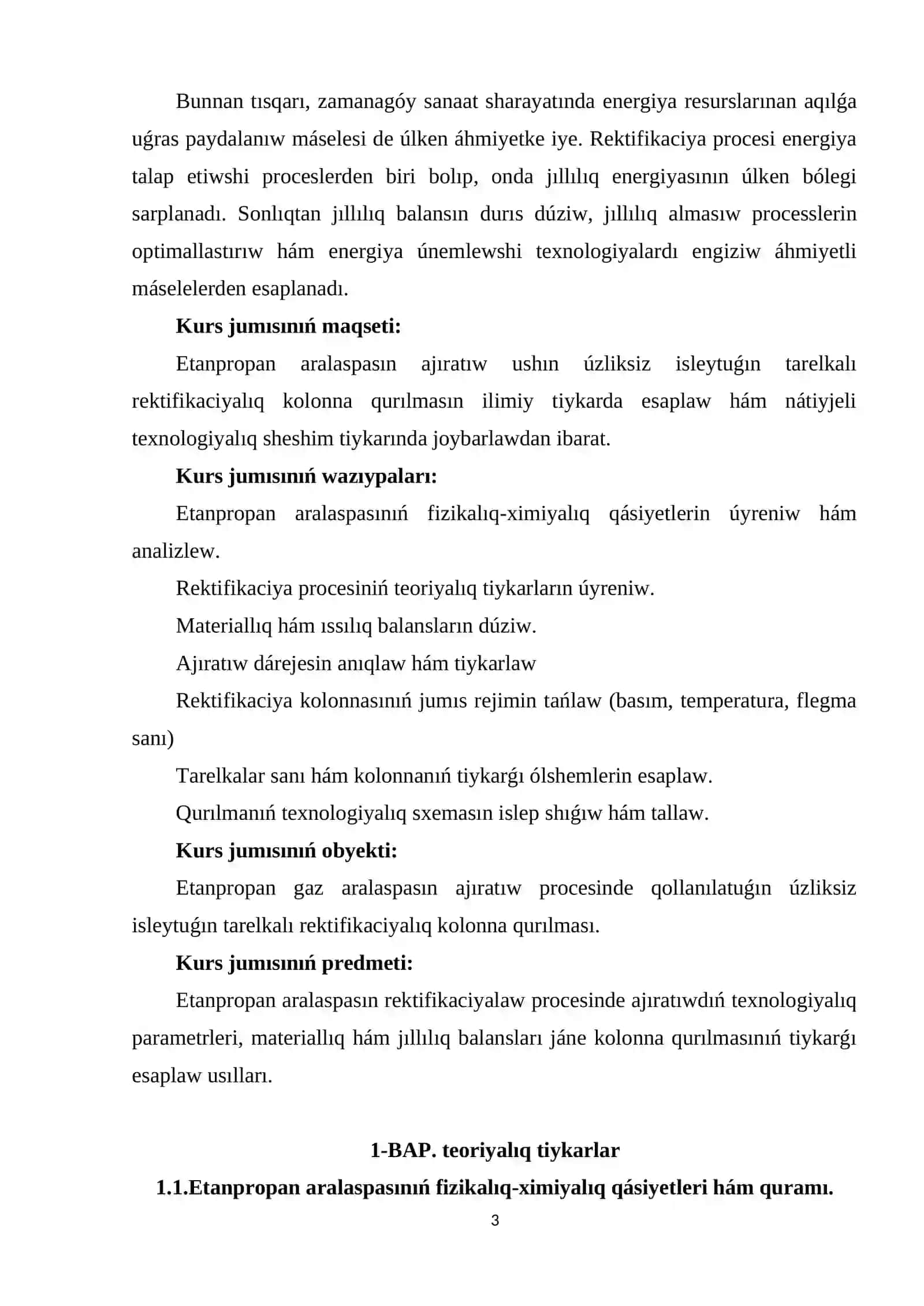 Etanpropan aralaspasınıń fizikalıq-ximiyalıq qásiyetleri hám quramı 3