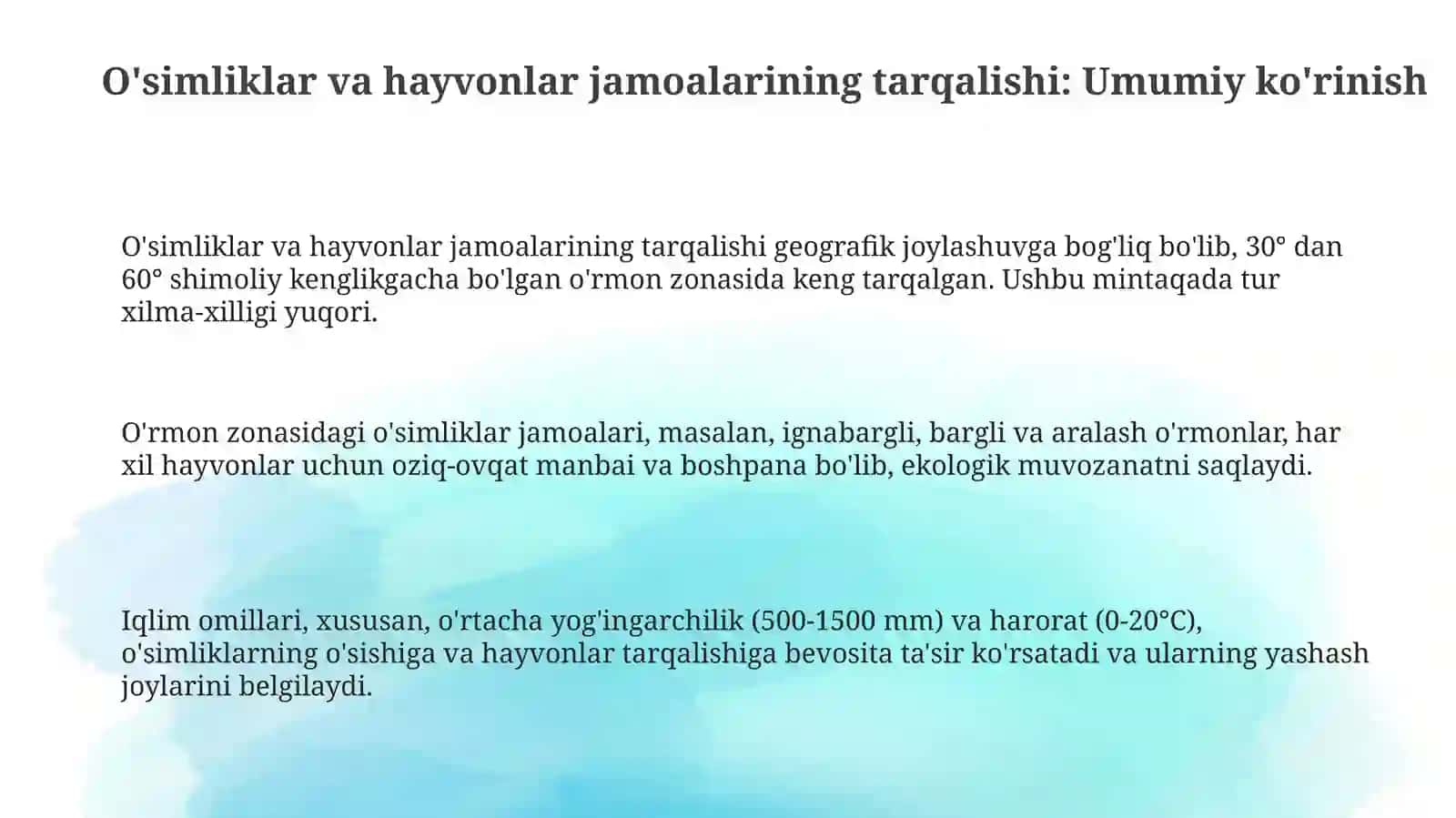 Oʻrmon zonasida o'simliklar va hayvonlarning tarqalishi 3