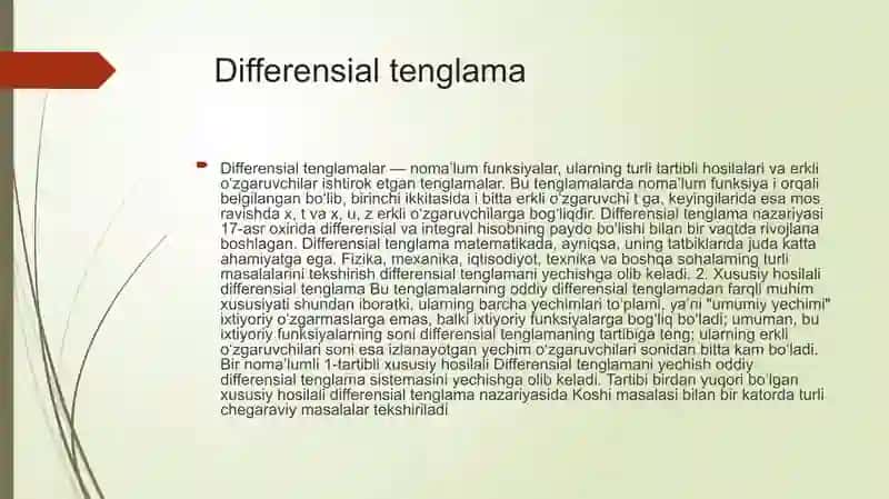 Differensial tenglamalar sistemasi.Normal sistema 3