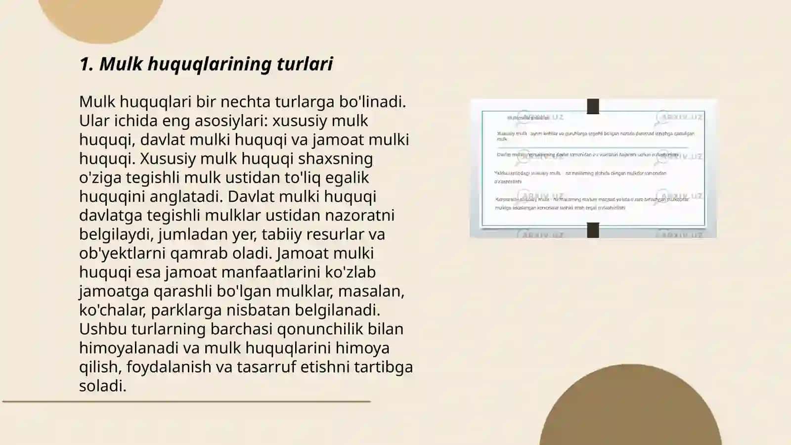 Jamiyatning iqtisodiy negizi mulk huquqi 3