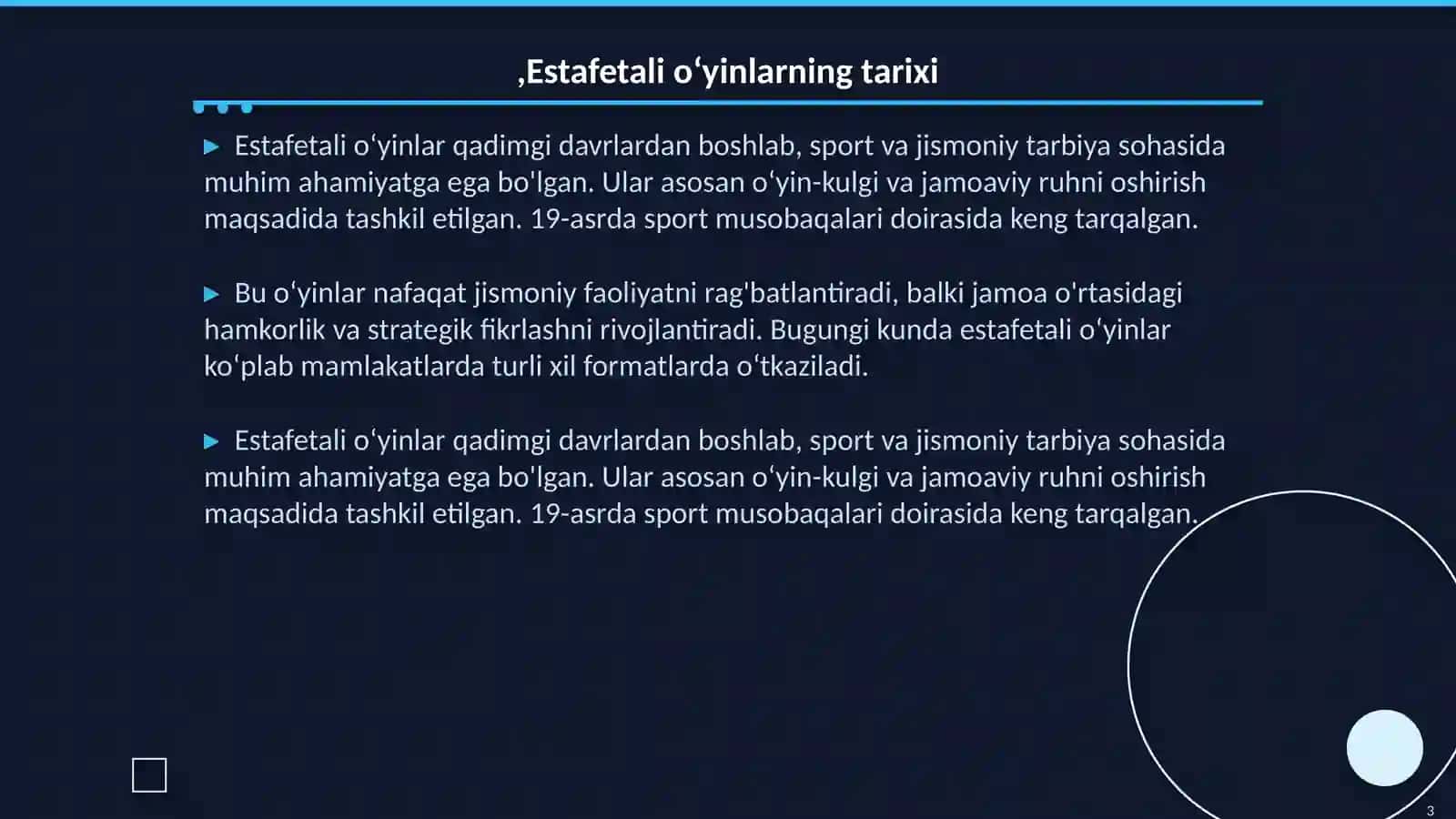 Estafetali harakatli o‘yinlarni o‘tkazish 3