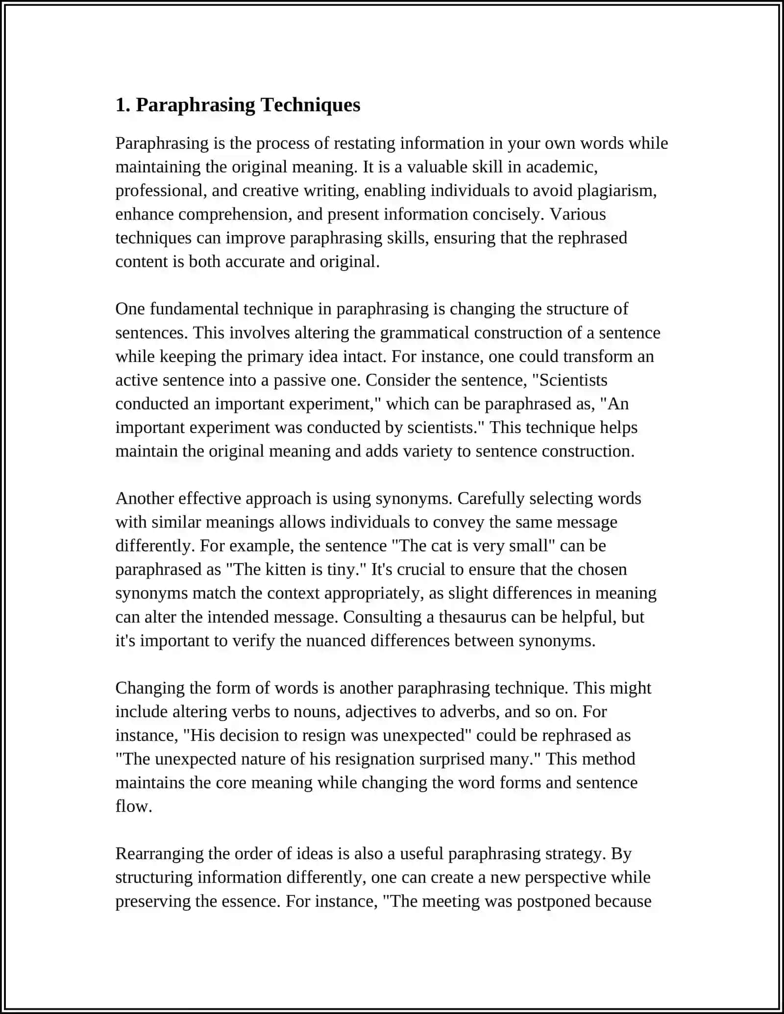 PARAPHRASING AND SUMMARIZING, REFERENCING 3