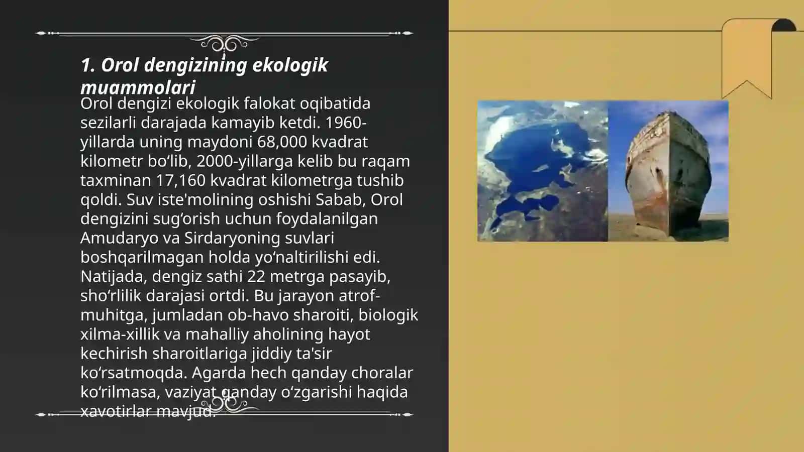 Orol dengizi muammosi va uning iqtisodiyotga ta'siri 3