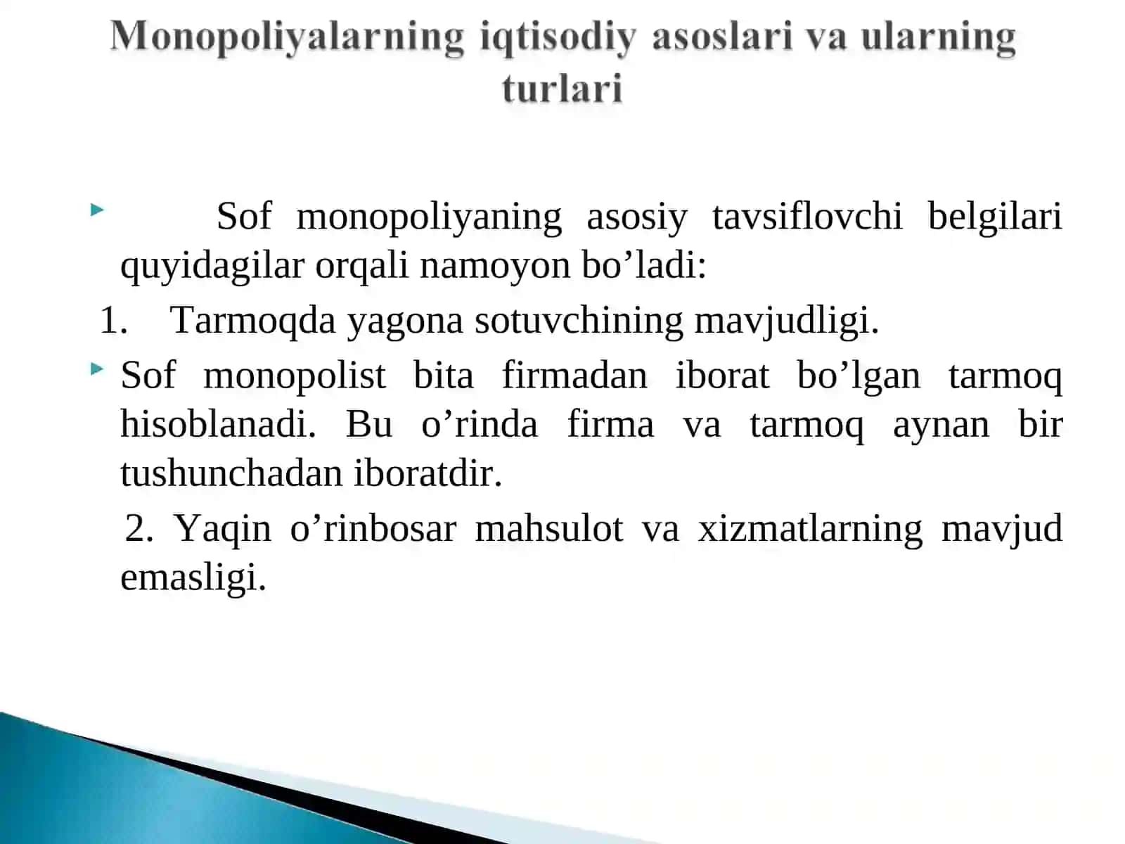 Reja: Monopol hukmronlik tog’risida tushuncha 3