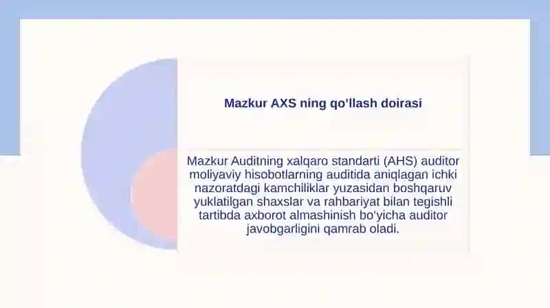Auditning xalqaro standarti  265 Ichki nazoratdagi kamchiliklar yuzasidan boshqaruv yuklatilgan shaxslar va rahbariyat bilan axborot almashinuvi 3