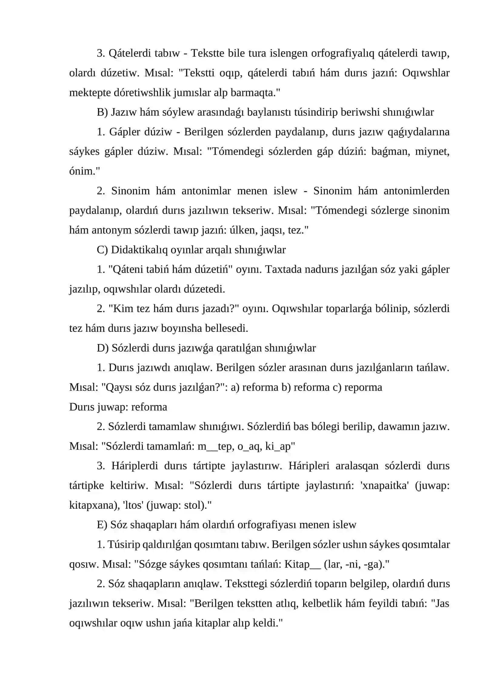 Sóz shaqapların úyreniw 3