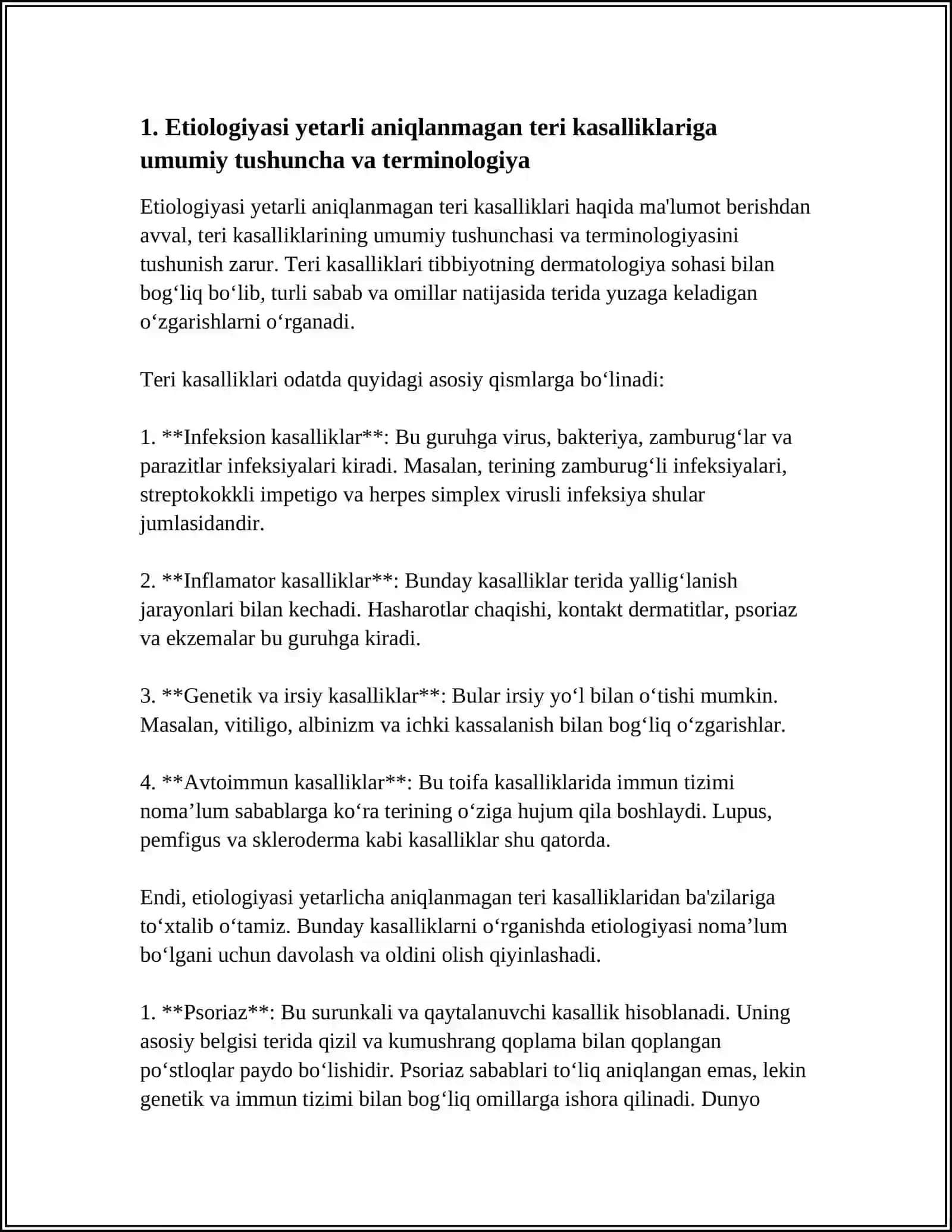 ETIOLOGIYASI YETARLI ANIQLANMAGAN TERI KASALLIKLARI KELIB CHIQISH SABABLARI, TURLARI, KLINIK BELGILARI, MAVSUMIYLIGI VA ASORATLARI 3