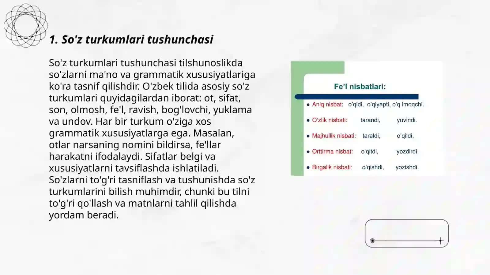 Morfologiya So'z turkumlari. So'zlarni turkumlarga ajratish tamoyillari 3