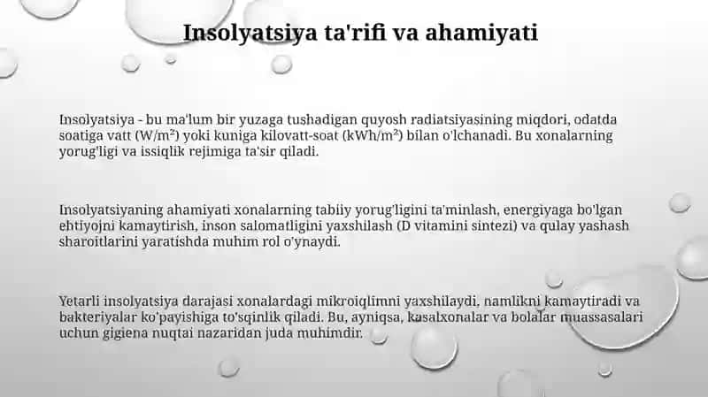 Xonalarning insolyatsiyasi haqida tushuncha, uning ahamiyati 3