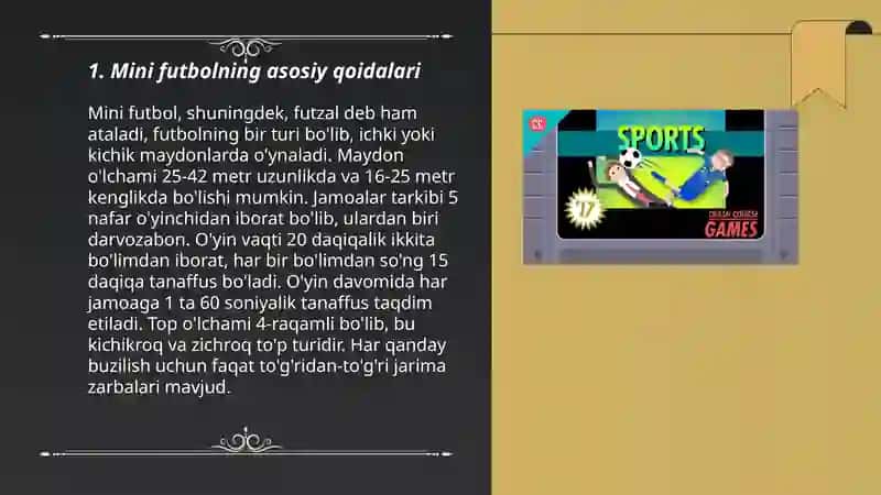 Sport o'yinlari. Mini futbol oʻyini texnikasini oʻrgatish 3