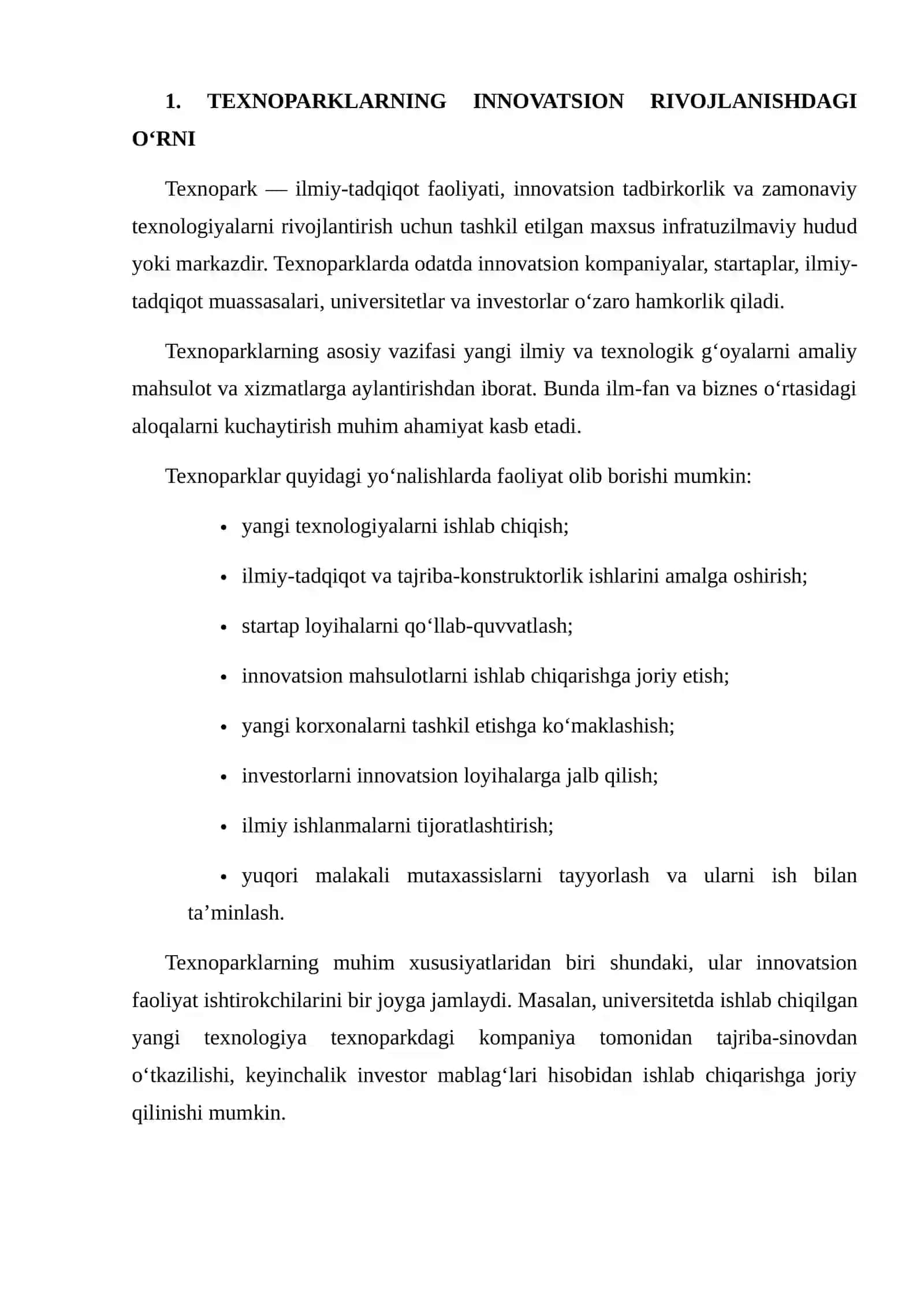 TEXNOPARKLAR, KOVORKING MARKAZLARI VA ERKIN IQTISODIY ZONALAR INNOVATSIYALAR DRAYVERI SIFATIDA 3