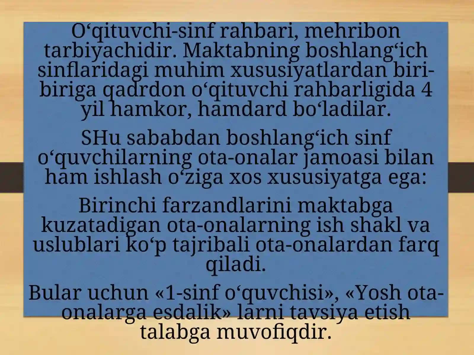 SINF RAHBARINING OILA VA JAMOATCHILIK BILAN OLIB BORADIGAN ISHLARI 3