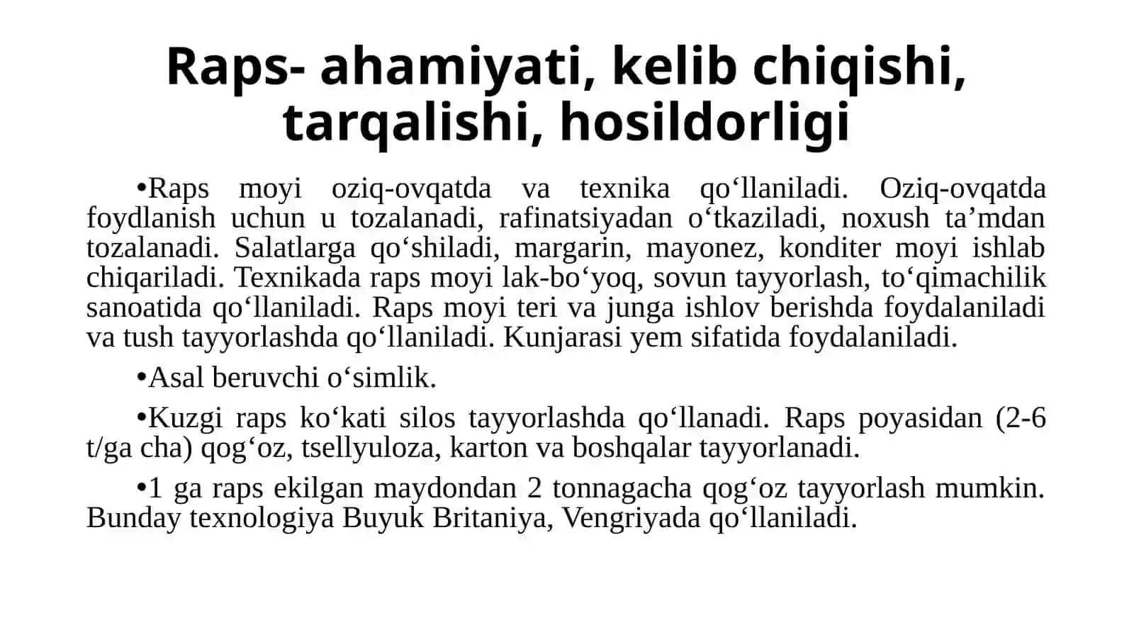 Rapsyetishtirishning biologikasoslarivayetishtirishtexnologiyasi 3