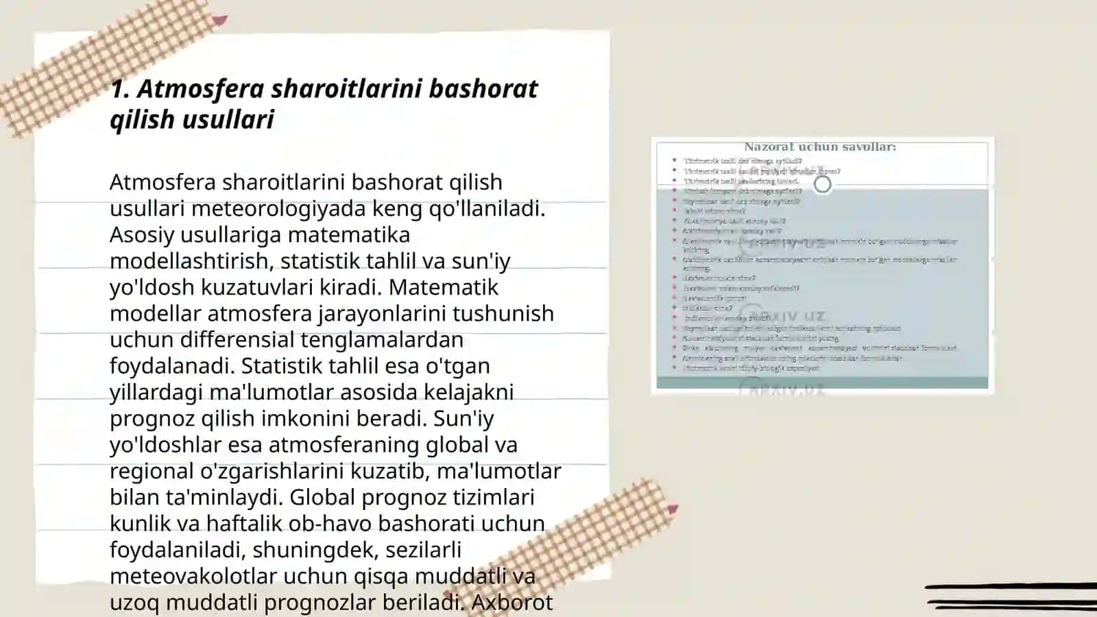 Atmosfera sharoitlarini bashorat qilish usullari 3