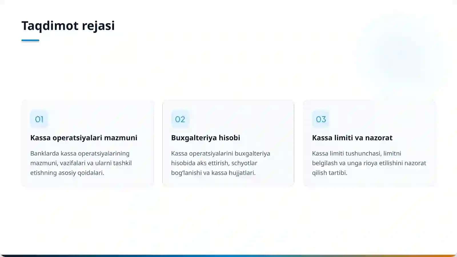 O‘zbekiston banklarida kassa operatsiyalarining buxgalteriya hisobi va limiti nazorati 3
