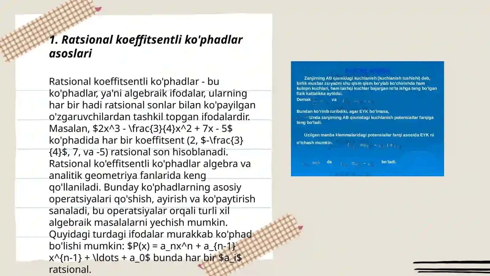Ratsional koeffitsentli ko'phadlar 3