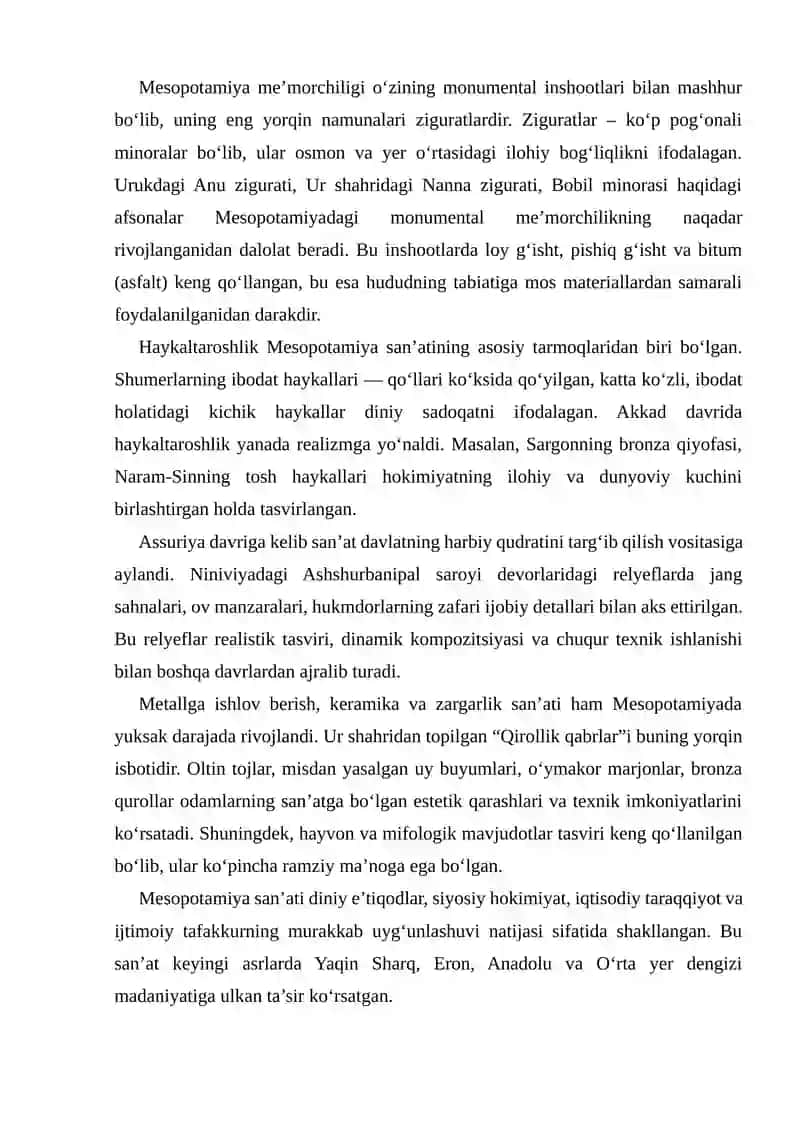 MESOPOTAMIYA SIVILIZATSIYASIDA SAN’AT VA YOZUVNING RIVOJLANISHI 3