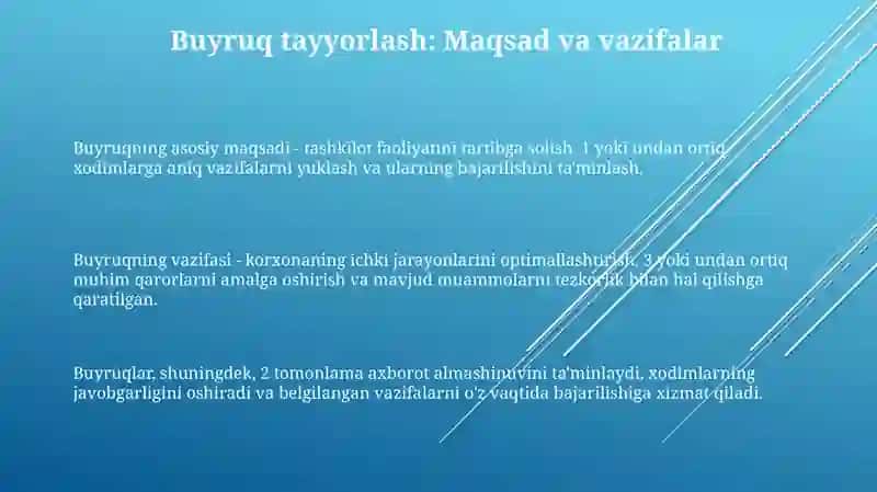 Buyuruq(tayyorlash) 3