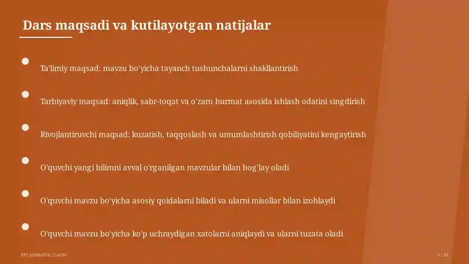 Dars rejasi 3