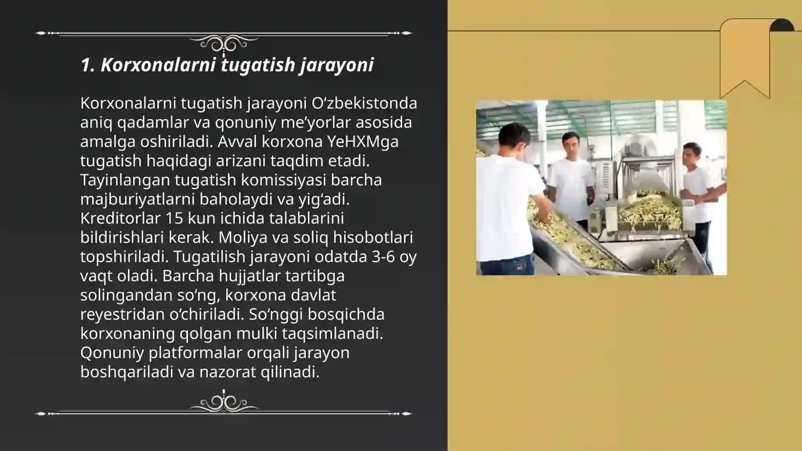 Korxonalarni tugatish jarayoni 3