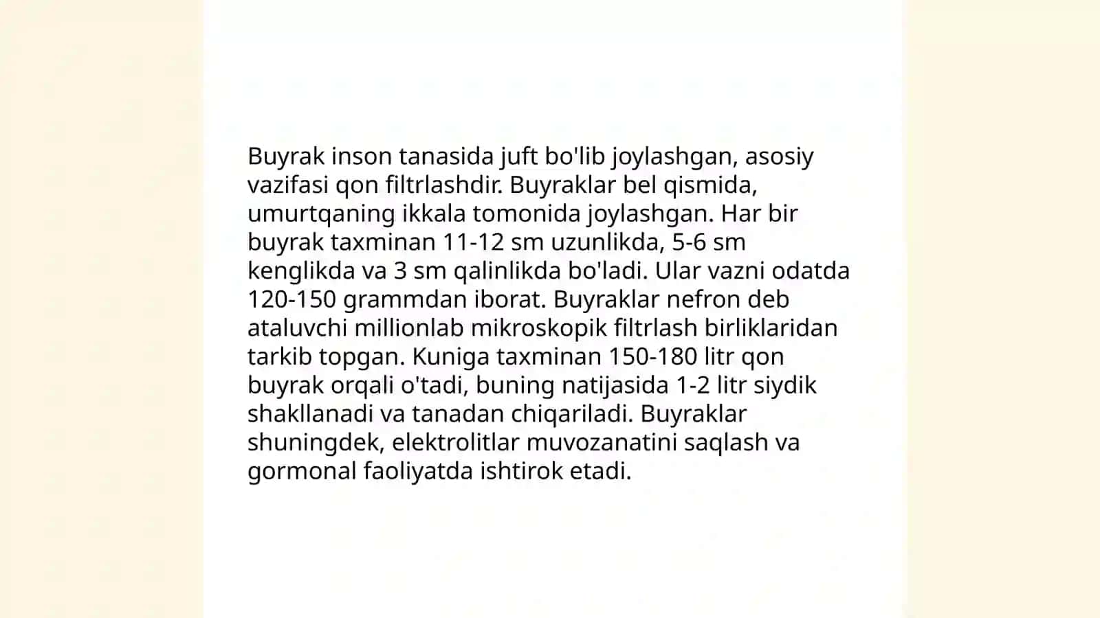 Buyrakning yukstaglomerulyar apparati sitofiziologiyasi. Nefronning gistofiziologiyasi. Buyraklar tuzilishi va regenerator imkoniyatlarining yoshga doir xususiyatlari 3
