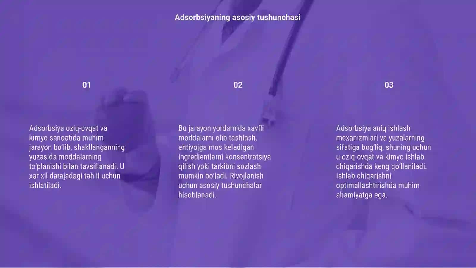 Adsorbsiya oziq-ovqat va kimyo sanoatida 3