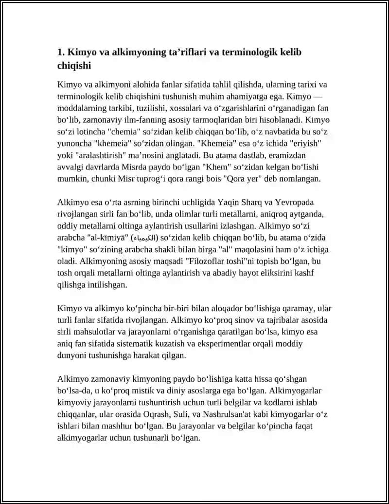 KIMYO VA ALKIMYONING KELIB CHIQISHINI TAHLIL QILISH 3