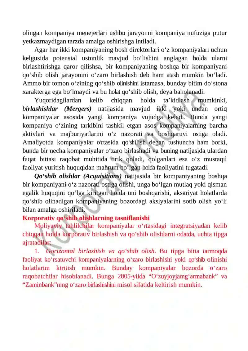 KORPORATIV BIRLASHISHLAR VA QOʻSHIB OLISHLAR 3