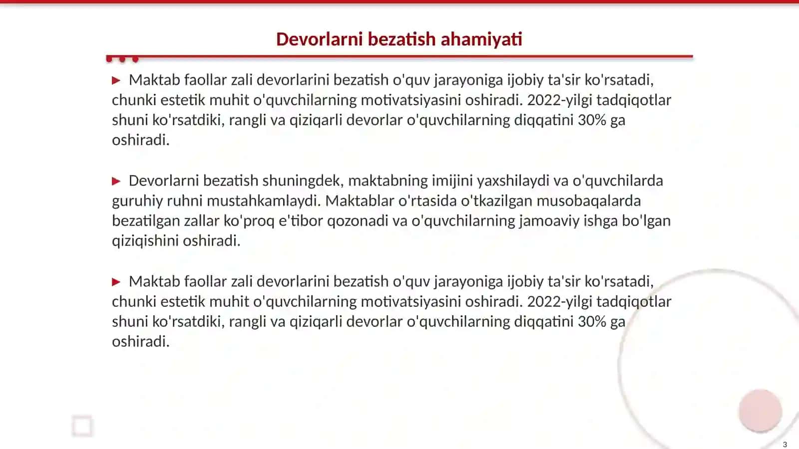 Maktab faollar zali devori bezatish 3