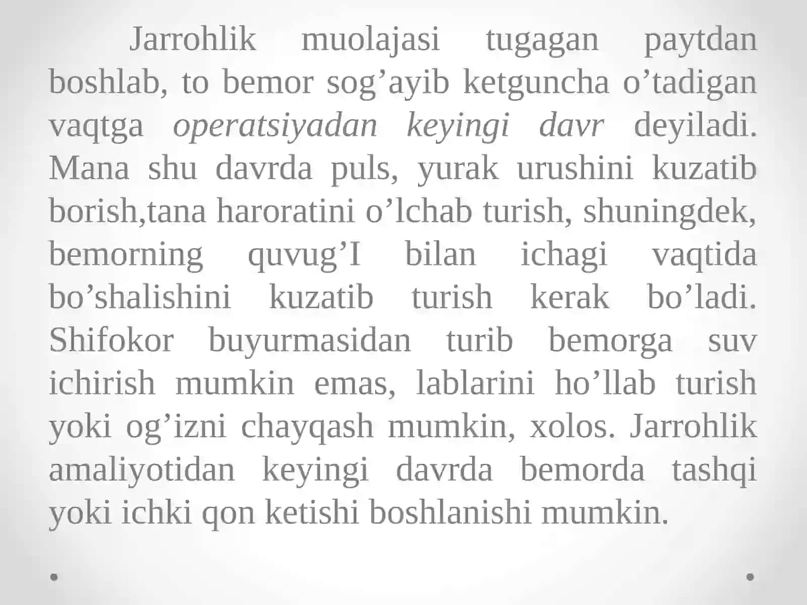 Shikastlangan odamlar va kasallarning parvarishi 3