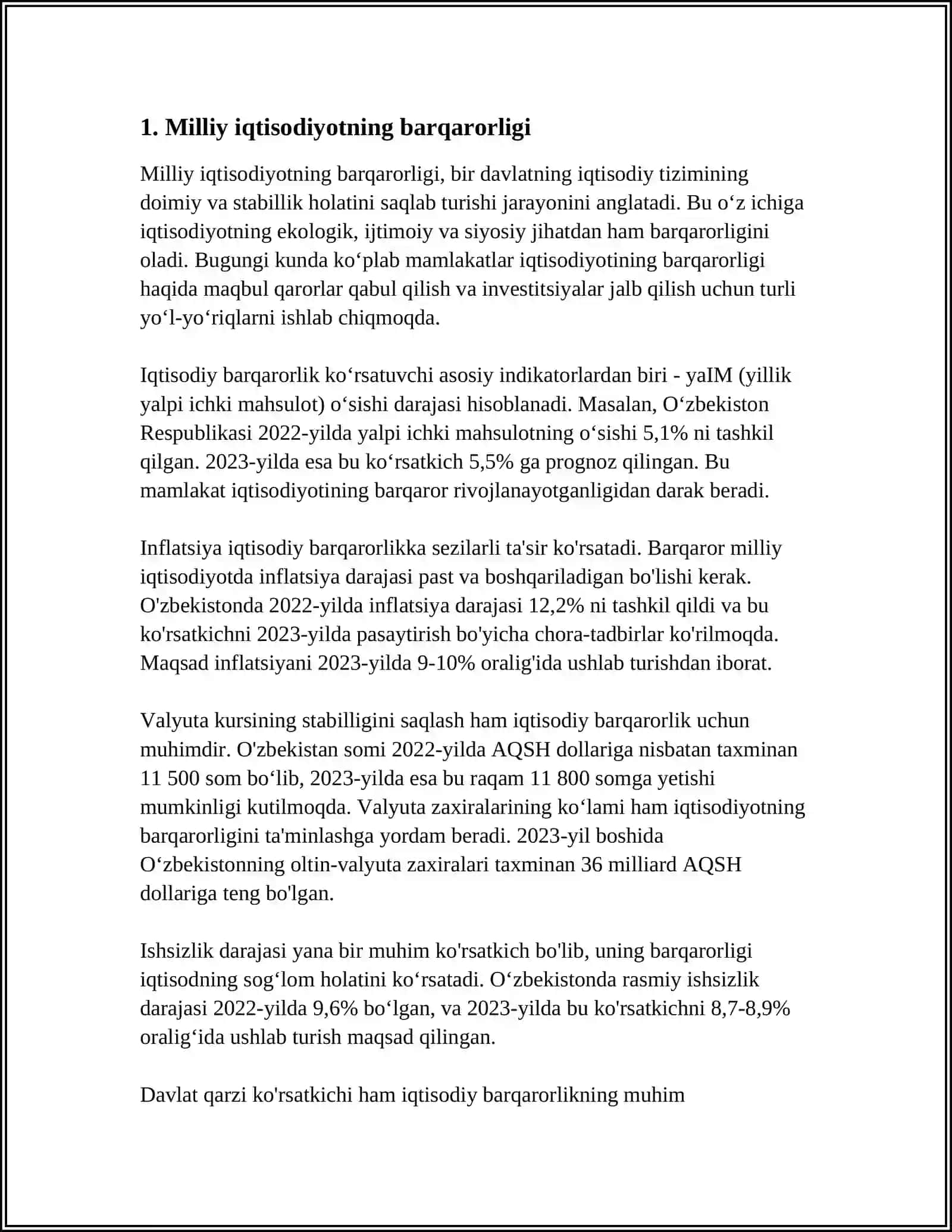 MILLIY IQTISODIYOTNING QAROR TOPISHI VA UNING MAKROIQTISODIY KO'RSATKICHLARI 3