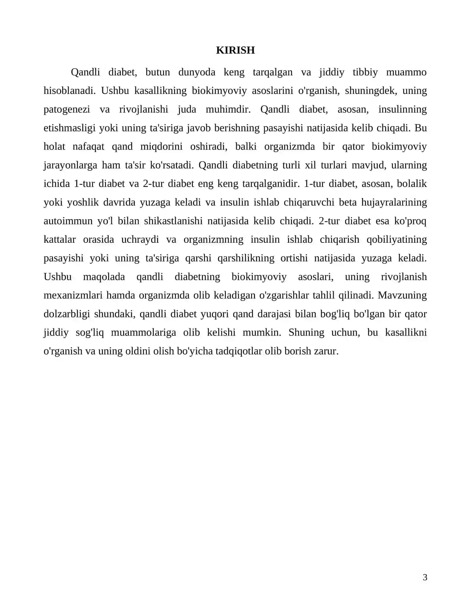 Qandli diabetning biokimyoviy asoslari va uning tahlili 3