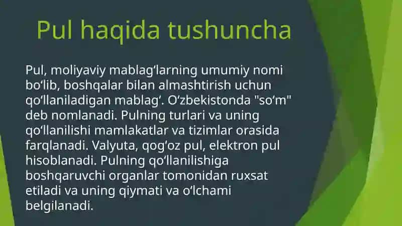 Pulning bozor muozanatlari 3