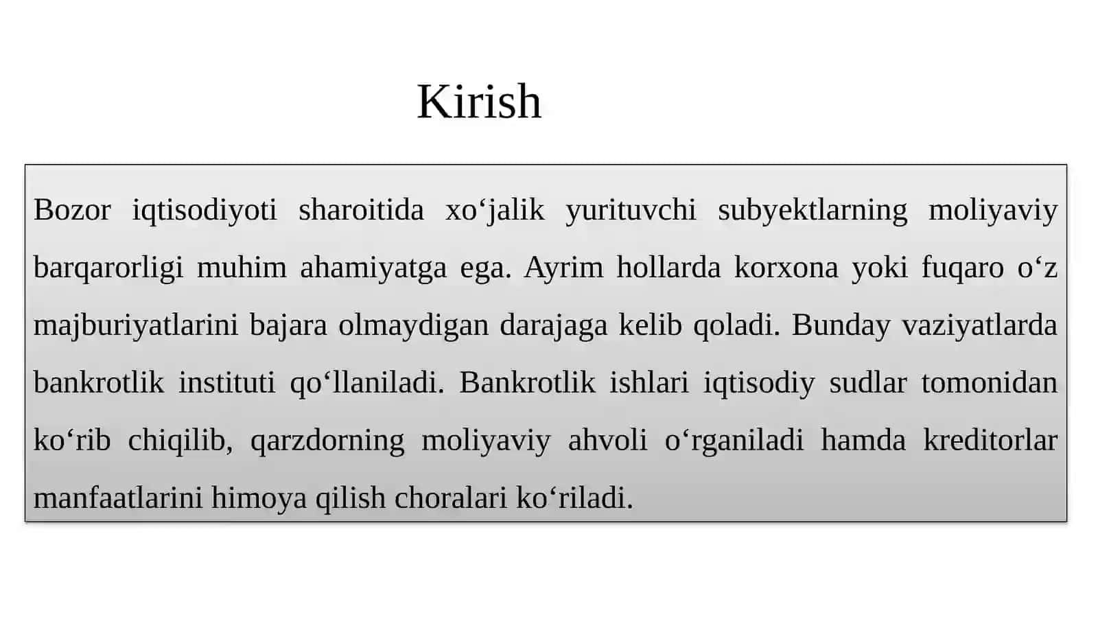 BANKROTLIK TO‘G‘RISIDAGI ISHLARNI IQTISODIY SUDDA KO‘RISH 3