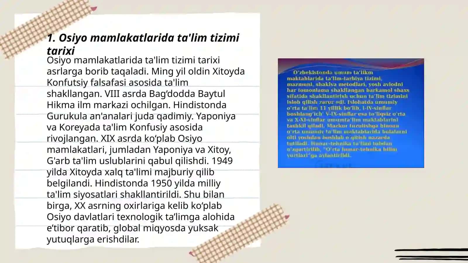 Osiyo mamlakatlarida ta'lim tarbiya jarayonining oziga xos xususiyotlari va ularning qiyosiy tahlili 3